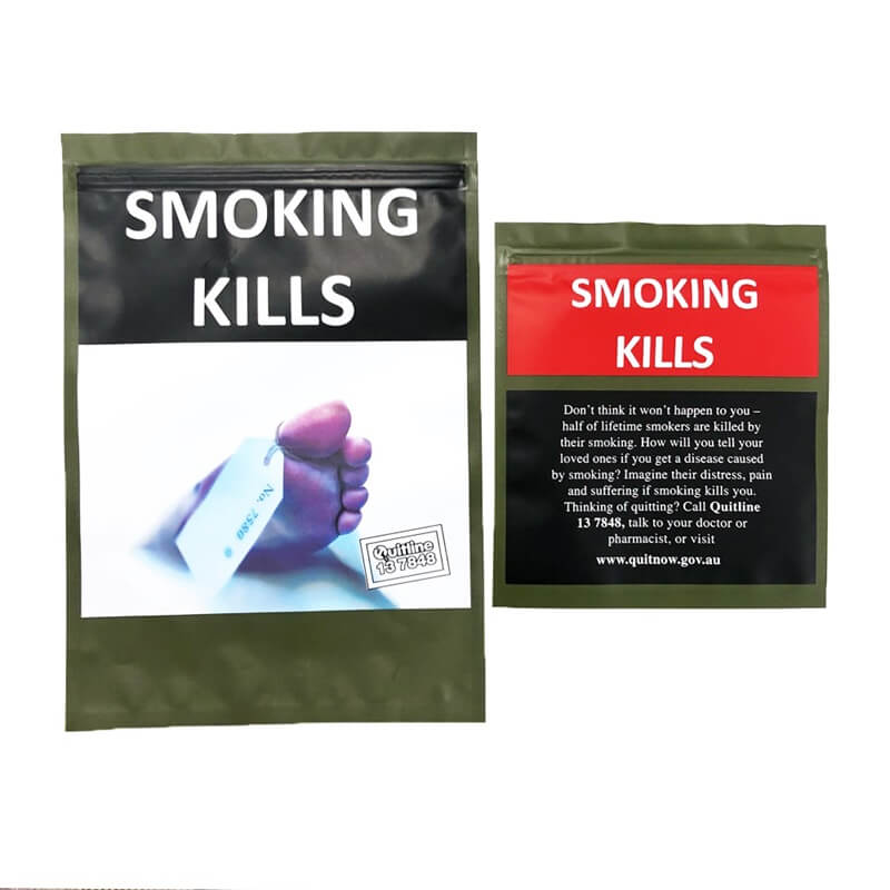 3 Side Seal Plastic Zipper Grabba Blunt Wrap Tobacco Leaf Packaging Bag