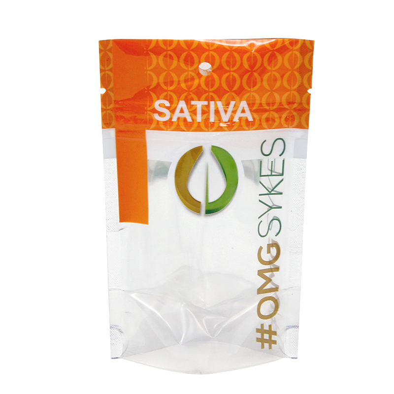 One Side Clear Smell Proof Mylar Bag Sativa Custom Weed Packaging Stand Up Pouch