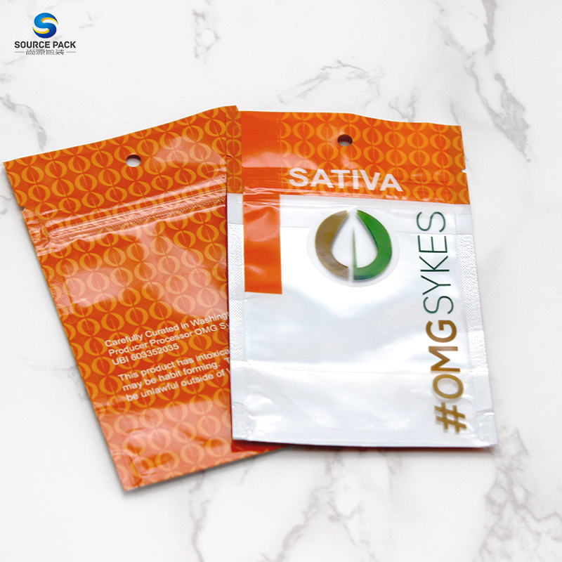 One Side Clear Smell Proof Mylar Bag Sativa Custom Weed Packaging Stand Up Pouch